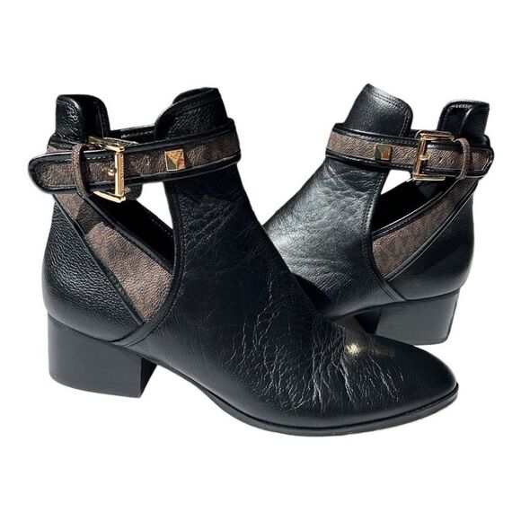 Michael Michael Kors Britton Bootie Black Brown Ankle Women’s 8 Moto Leather - Picture 5 of 8